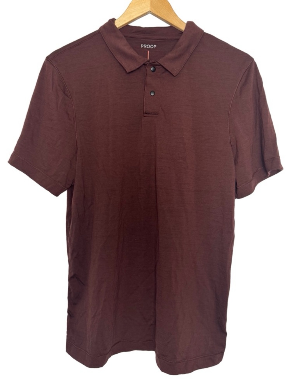 Huckberry Proof 72 Hour Merino Two-Button Polo Shirt Oxblood Men's M